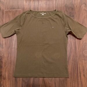 Tommy Hilfiger Olive Green Fitted Short Sleeve T-Shirt 100% Cotton